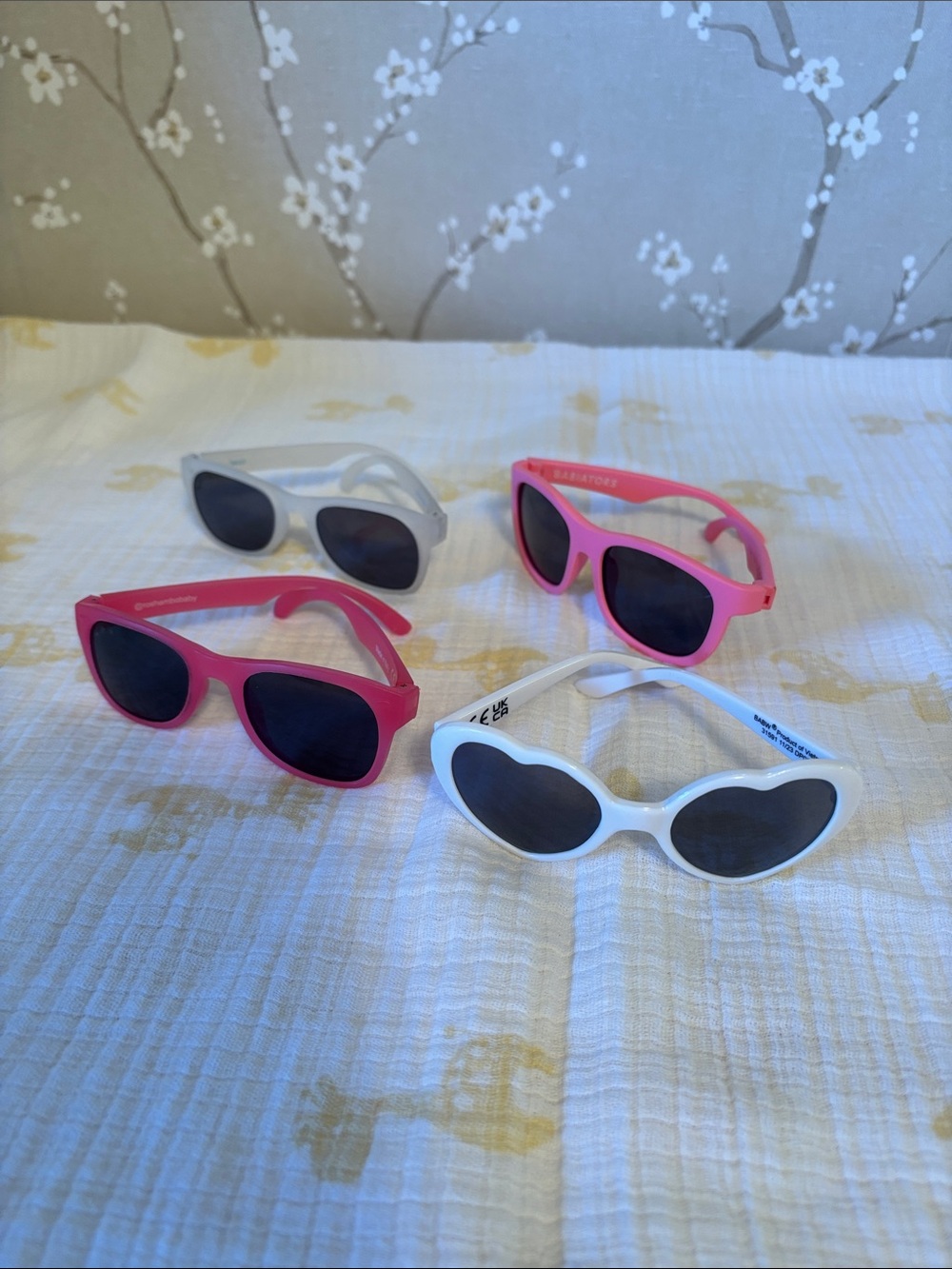 Kids Sunglasses Bundle of 4 Pink White Gray Cute Fun Styles age 0-2